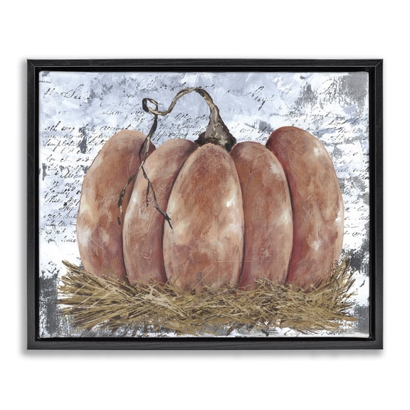 Stupell Industries Rustic Lodge Abstract Pumpkin Collage Black Floating Frame Canvas Art, 21 x 17, by Julie Norkus