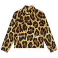 thumbnail image 4 of Jackets for Women Winter Coat Jackets Flannel Stand Collar Jacket(Golden Yellow Leopard Print Fabric,Size:S-4XL), 4 of 7