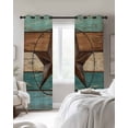 thumbnail image 4 of Teal Brown Kitchen Curtains Country Texas Star Farmhouse Barn Door Wood Cafe Short Curtains for Bathroom Blackout Window Curtain Small Window Treatment Drapes for Bedroom Living Room 42"x45"x2, 4 of 9