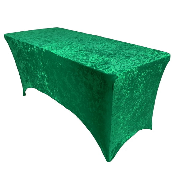 Your Chair Covers - Velvet Spandex 6 Ft Rectangular Table Cover Emerald Green