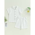 thumbnail image 2 of Bagilaanoe 2pcs Little Boy Short Pants Set Short Sleeve Shirt Tops + Shorts 4T 5T 6T 7T 8T Kids Casual Summer Outfits, 2 of 9