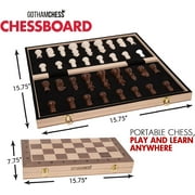 GothamChess, Chess Game board , Premium Wooden Finish Folding Board with Magnetic Pieces, Brown