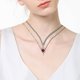 thumbnail image 4 of Red Crystal Heart-shaped Dagger Pendant Layered Necklace With French Women's Collarbone Chain, 4 of 5