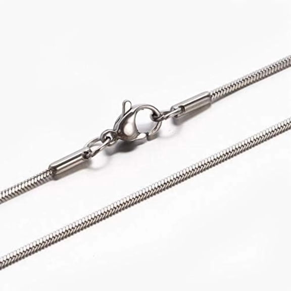 6 Pieces 17.7 Inch 304 Stainless Steel Snake Chain Necklace with Lobster Claw Clasp Stainless Steel Color 0.9mm Jewelry for Men Women