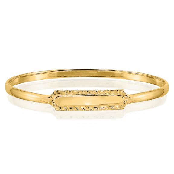 14K Solid Yellow Gold Slip On ID Bangle Bracelet