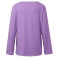 thumbnail image 5 of Bmisegm Long Sleeve Tops for Women V Neck Casual Blouse Loose Fit Solid Color Tops Everyday Womens Tops Purple M, 5 of 6