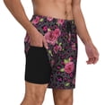thumbnail image 2 of Fotbe Rose Mix Leopard 2 Traje de Baño para Hombre – Shorts de Natación de Secado Rápido con Forro y Bolsillos-3X-Large, 2 of 6