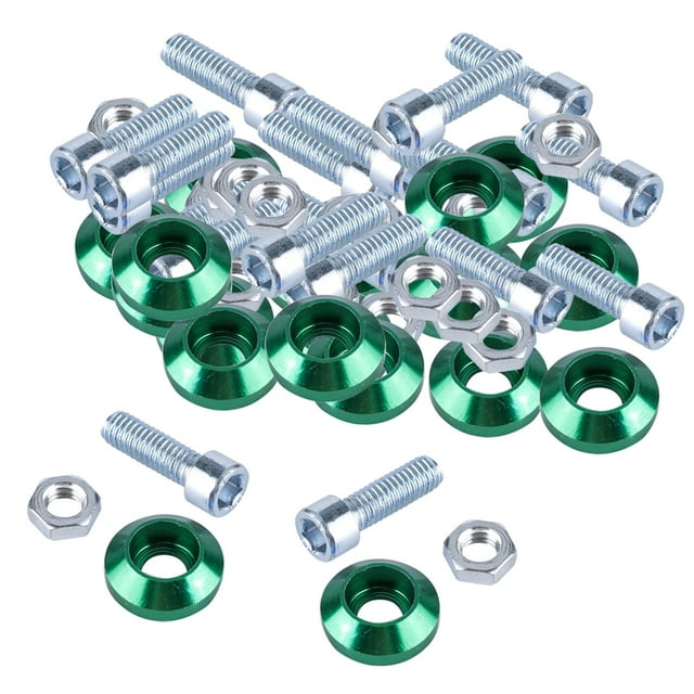 Parachoques del compartimento del motor del bastidor de de matrícula - Verde Cola Tornillo de los tornillos de la arandela de vestir