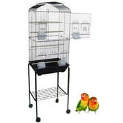 5824-4814BLK 0.37 in. Bar Spacing Square Top Bird Cage with Stand, Black - 18 x 14 in. - Small