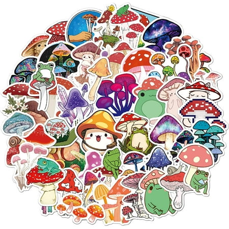 50 Mushroom Stickers Waterproof Cute Aesthetic Stickers. Laptop, Water Bottle, Phone, Skateboard Stickers, Vinyl Sticker.