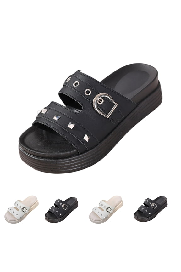 Women's Platform Sandals Goth Slip On Ankle Strap Chunky High Heels Open Toe Slingback Summer Roman Gladiator Shoes Black