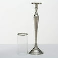 thumbnail image 5 of Old World Luxurious Grand Hotel Pillar Candle Holder With Glass Sleeve, Silver Aluminum Nickel, 34.5 Inches Tall, Includes Stand and Glass Sleeve, 5 of 7
