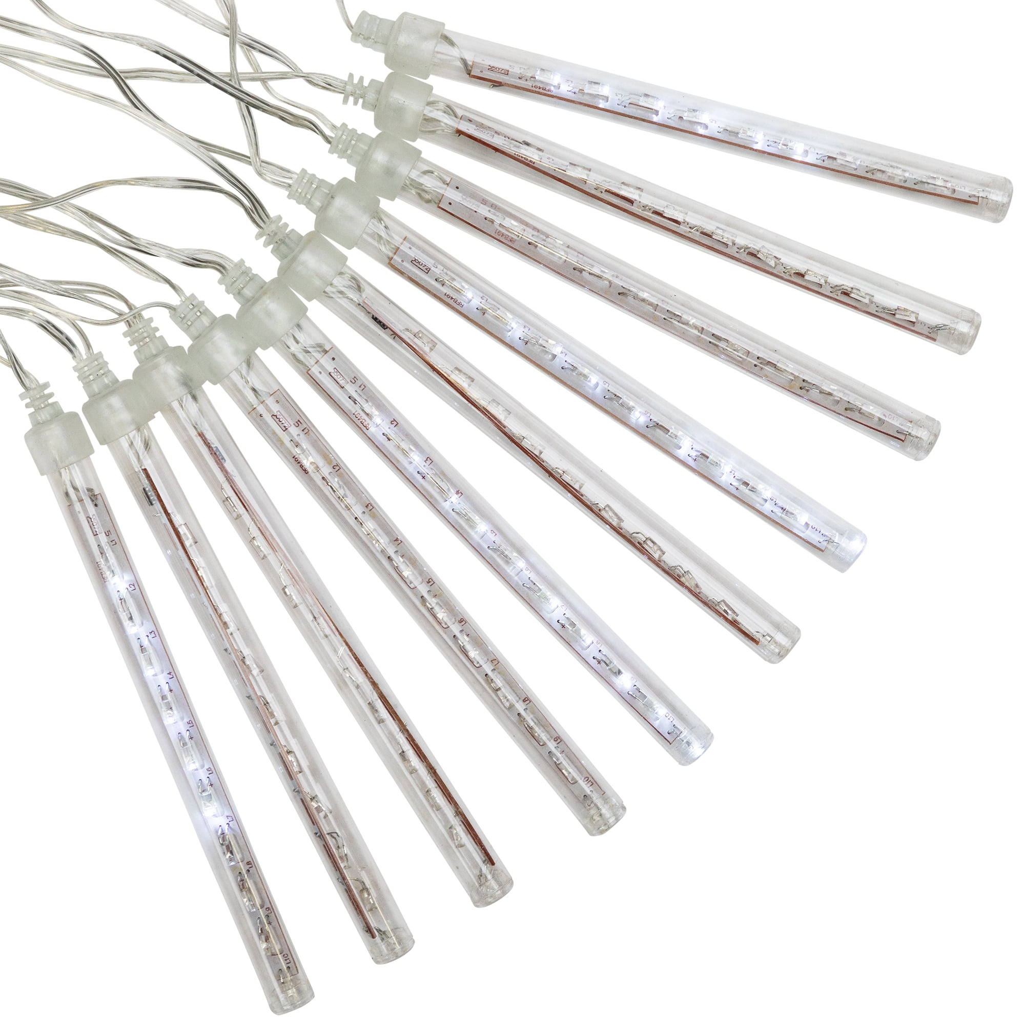 Northlight LED Dripping Icicle Christmas Tube Lights  - White - 14.25' Clear Wire - 10ct