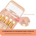 thumbnail image 4 of Bolsa De Cosméticos De Viaje De Gran Capacidad, Bolsa De Cosméticos Portátil De Cuero Resistente Al Agua, Neceser Multifuncional Para Mujer Con Asa. (blanquecino), 4 of 7