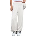 thumbnail image 4 of High  Waist Women Casual Wide Leg Pants Straight Drawstring Sport Trousers, 4 of 7
