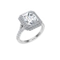 thumbnail image 2 of Ember Jewel -Created 2 Ct Emerald Cut Engagement Ring - 14K White Gold Plated - Double Halo Moissanite Ring for Women - Beautiful Gift for Her - Prong Setting - Timeless Wedding Ring for Her, 2 of 3