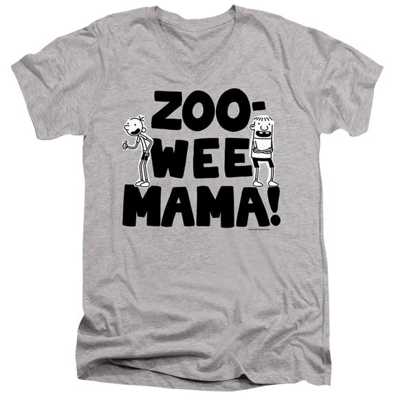 Diary of a Wimpy Kid Zoo Wee Mama! Unisex Adult V-Neck T Shirt (X-Large) Athletic Heather