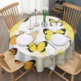 thumbnail image 3 of Yellow Butterfly Pattern Round Tablecloth 60"x60",Wrinkle Wipeable Table Cloth for Kitchen Dining Room Picnic Patio Party, 3 of 6