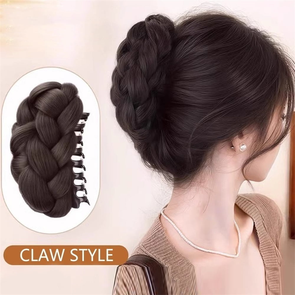 Braided Bun Hair Piece Claw Clip in Synthetic Twisted Braiding Chignon Hair Extension