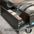 thumbnail image 6 of Queen LED Bed Frame with 4 Storage Drawers and USB Charging Station,Leather Upholstered Platform Bed with Adjustable Headboard,No Box Spring Needed, Black, 6 of 9
