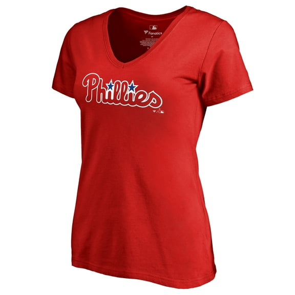 Women's Red Philadelphia Phillies Team Wordmark T-Shirt