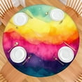 thumbnail image 2 of Colorful Tie Dye Wave Pattern Round Fitted Tablecloth with Elastic Edge,Dining Table Cover Waterproof,Outdoor Round Tablecloth for Camping,Dining,Indoor and Outdoor, 2 of 7