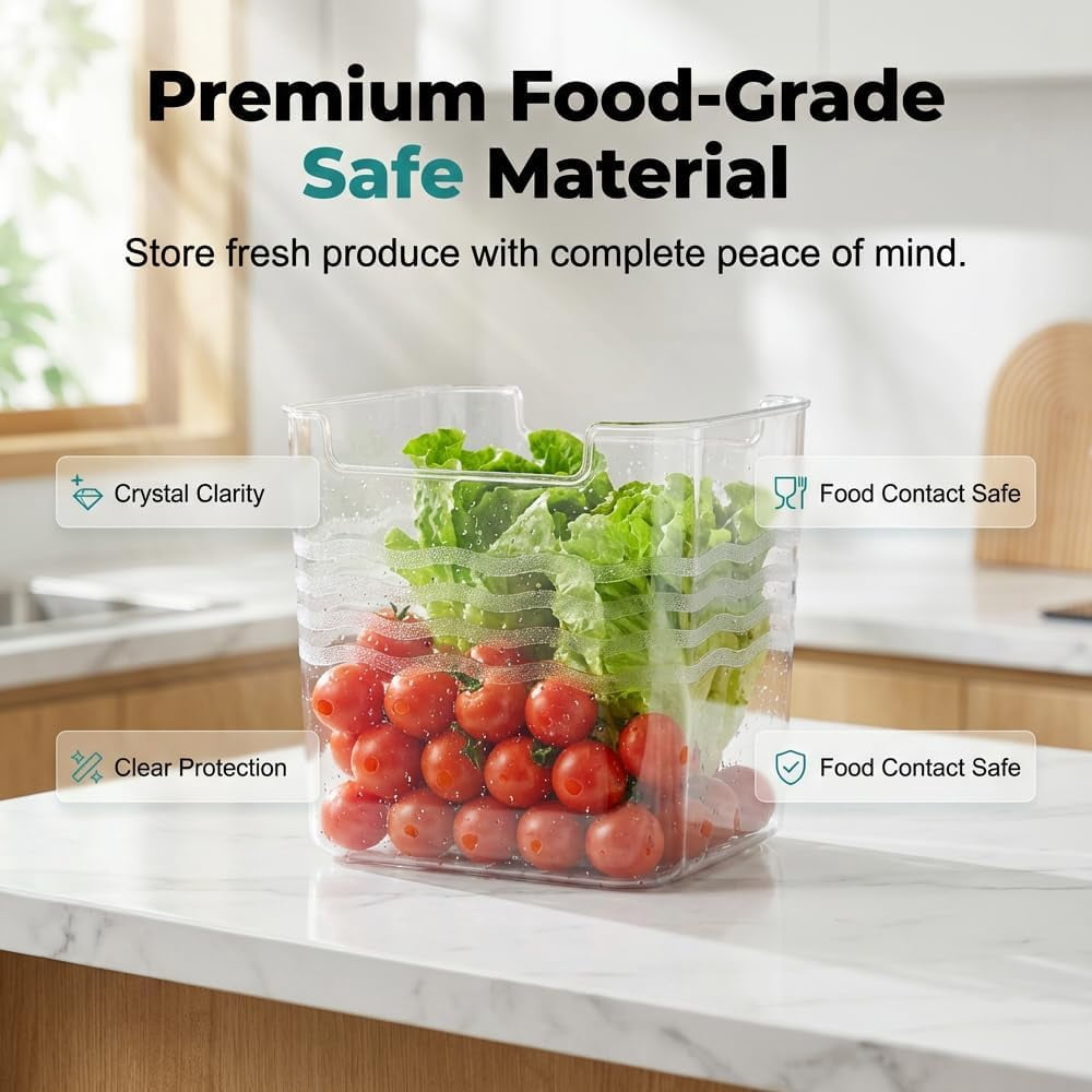 Clear Freezer Storage Bins, 2026 Upgraded Stackable Plastic Organizers for Refrigerator, Pantry & Kitchen Cabinet, Fridge Food Storage for Meat, Veggies & Snacks (6pcs)