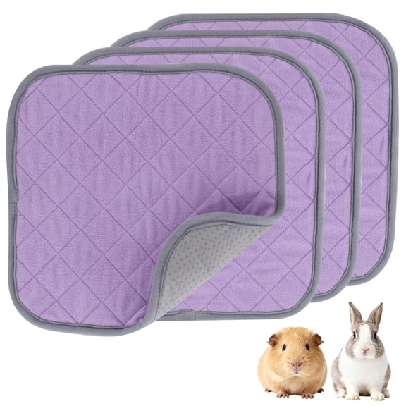 4 Pcs Guinea Pig Cage Liner, 11.8 x 11.8 in Washable Guinea Pig Pee Pad with Thickened Absorbent Cotton, Waterproof TPU Layer & Non-Slip Bottom, Soft Bedding for Small Animals