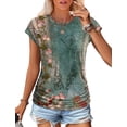 thumbnail image 2 of Camiseta SAMPEEL para mujer, holgada, manga corta, verde, 2XL, 2 of 5