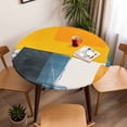 thumbnail image 5 of Abstract STYLE Elastic Fitted Round Table Cover Impressionist Style Waterproof Outdoor Tablecloth for Holiday Party, Picnic, Patio & Dining Fits Tables Up to 45"-54", 5 of 8