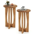 thumbnail image 1 of Gymax 2PCS 14'' Round Mahogany Accent Table Farmhouse End Table w/ Round Tray Top, 1 of 10