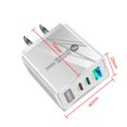 thumbnail image 3 of 3 puertos PD Type-C+QC3.0 Cargadores de pared de teléfono de carga rápida para iPhone 14 (blanco EE. UU.), 3 of 6