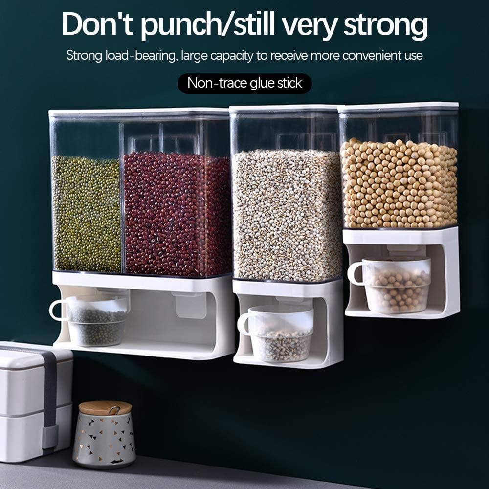 Wall-Mounted Dry Food Dispenser Convenience Rice Storage Box Dispenser Container For Cereal Rice Candy New