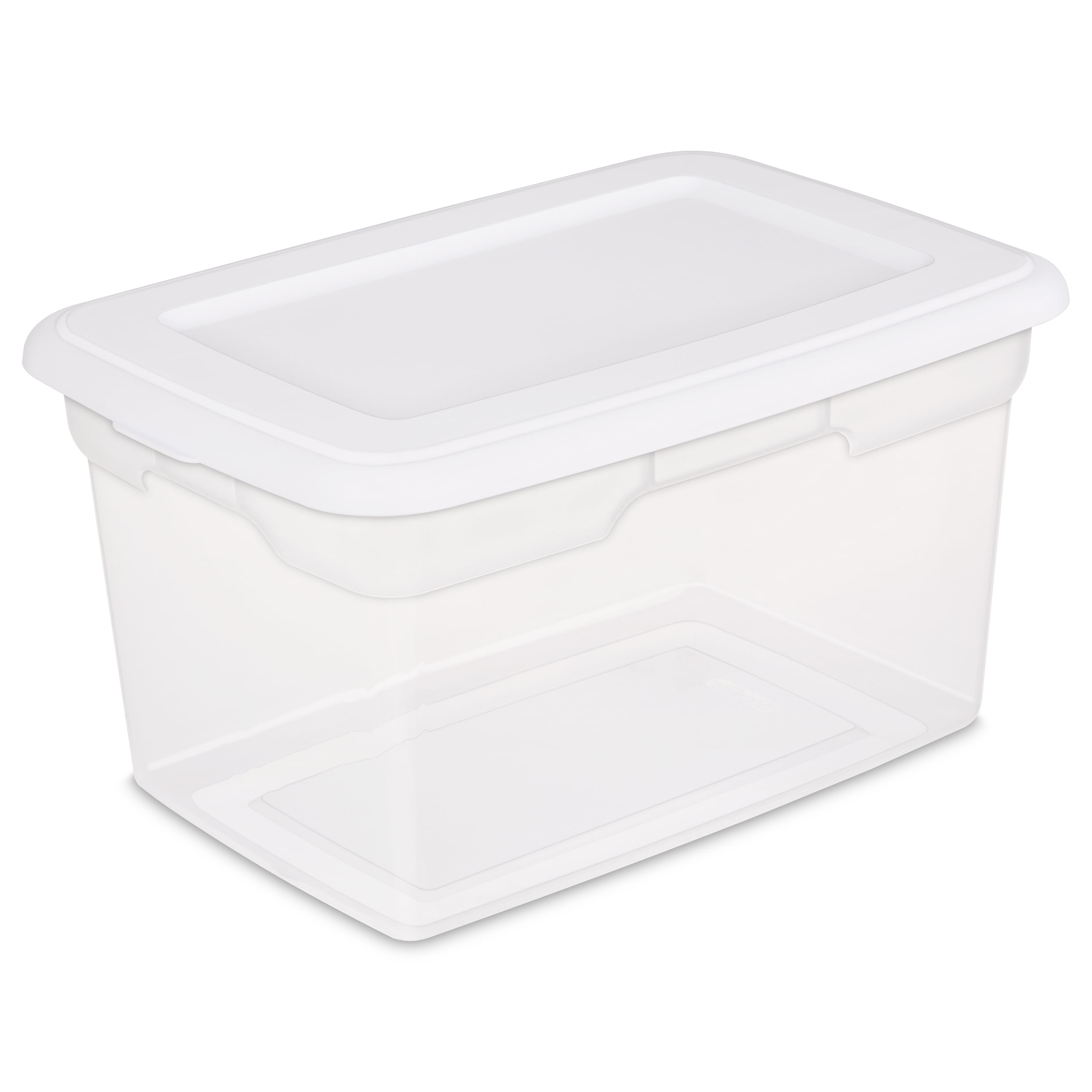 Clear 58 Qt Plastic Storage Box Case Of 8 W/ White Lid Stackable Container Bin 