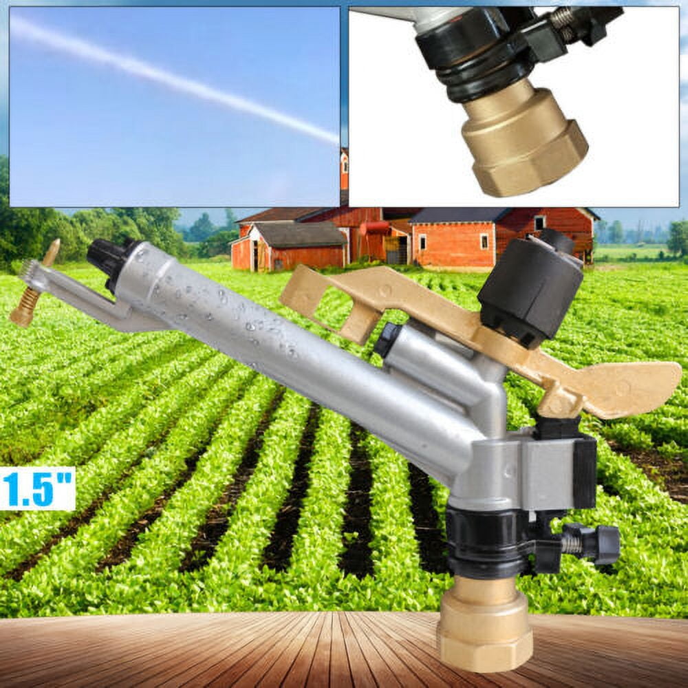 1.5" 360° Adjustable Impact Sprinkler Lawn Water Irrigation Spray Gun Large Area