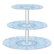 3-Tier Acrylic Cupcake Stand Sturdy Dessert Display Cupcake Tower Cupcake Holder for Party Wedding Outdoor Picnic A Light Blue Pattern