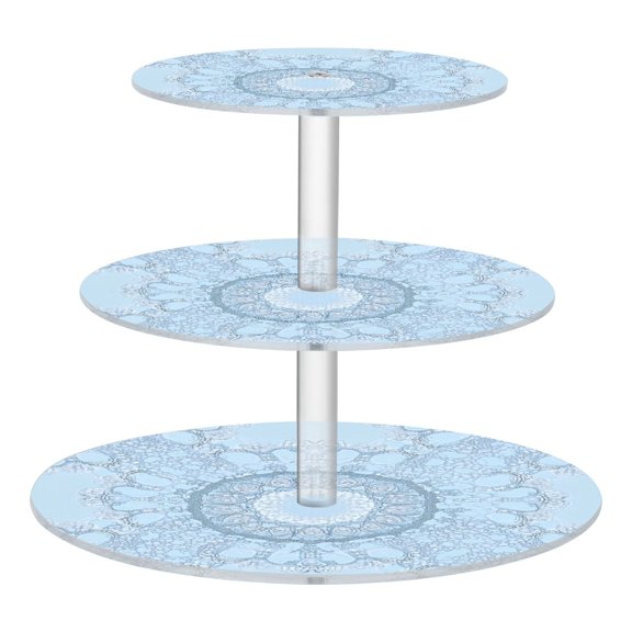 3-Tier Acrylic Cupcake Stand Sturdy Dessert Display Cupcake Tower Cupcake Holder for Party Wedding Outdoor Picnic A Light Blue Pattern