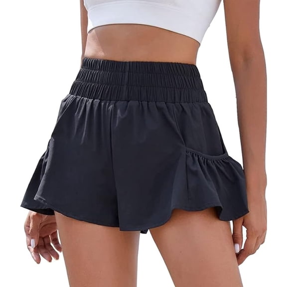 SOMER Gym Shorts for Women High Waisted Elastic Waist Workout Shorts with Pockets Flowy Running and Sports Shorts for Women