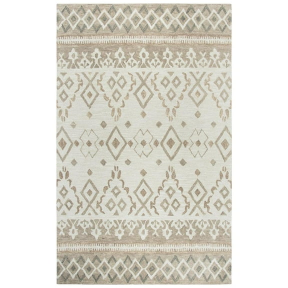 Alora Decor Lavine 10' x 13' Geometric Natural/Teal Hand-Tufted Area Rug