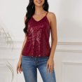 thumbnail image 2 of Yesfashion Womens Sequin Tank Tops Casual Fashion V Neck Strappy Sequin Sparkle Shimmer Sleeveless Camisole, 2 of 5
