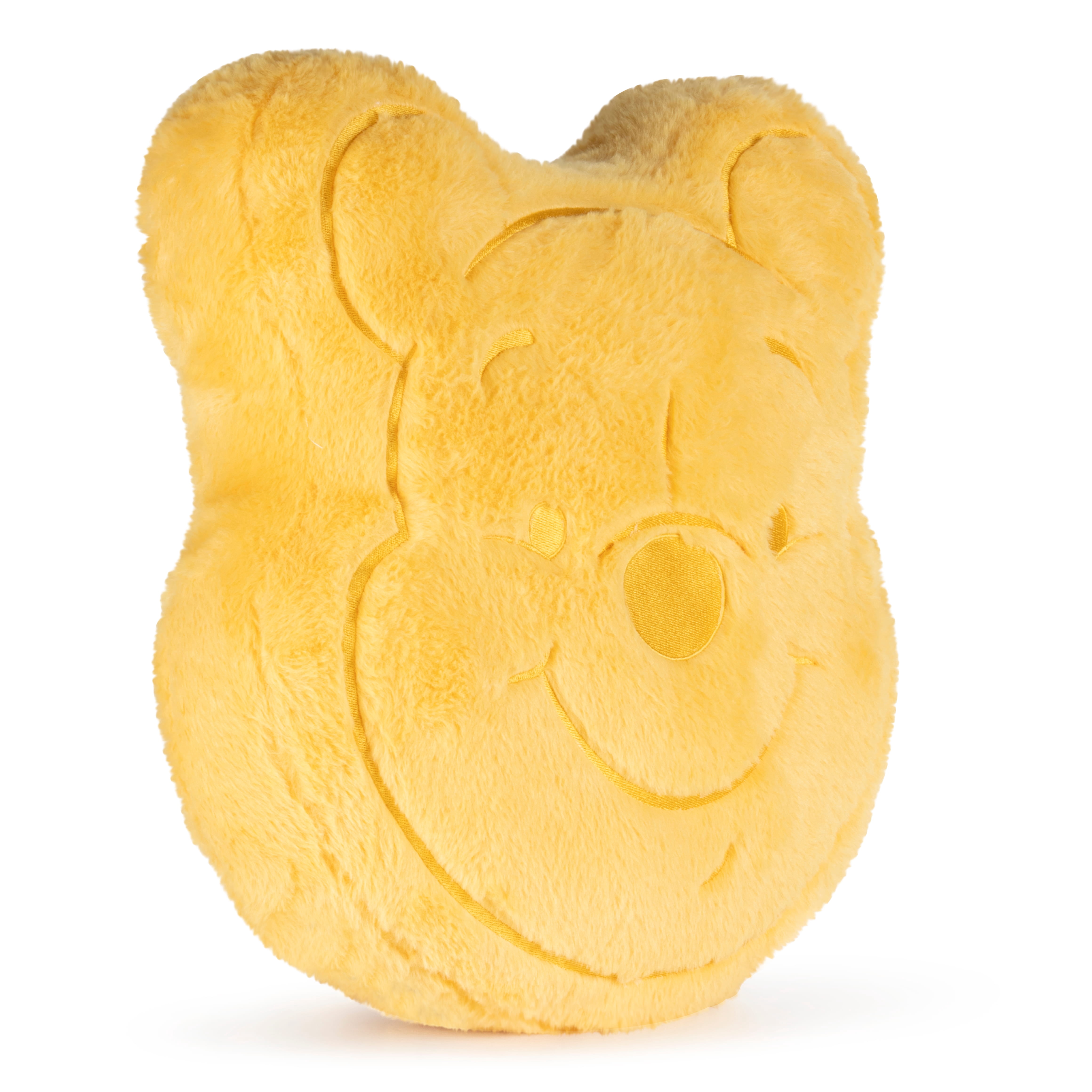Disney Winnie the Pooh Shaped Face Decorative Pillow, Faux Rabbit Fur, Yellow, Disney, 15" x 15"