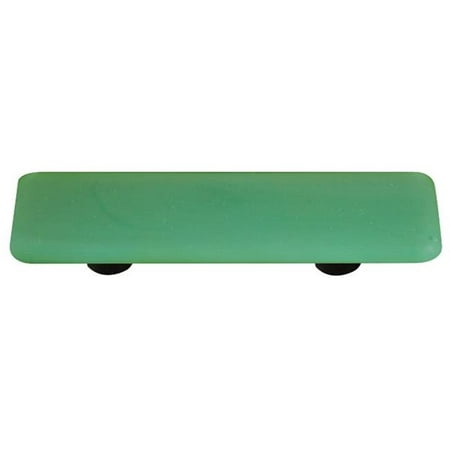 Jade Pot - Hot Knobs HK9053-PA Opaline Jade Green Rectangle Glass Cabinet Pull - Aluminum Post
