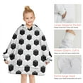 thumbnail image 6 of Black White Soccer Pattern Blanket Hoodies for Kids 6-13YR Oversize Wearable Blanket Hoodies for Boys Girls Teens, 6 of 7
