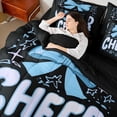 thumbnail image 3 of Erosebridal Girls Cheerleading Bow Bedding Comforter Set 7-Piece,Teens Blue Stars Print King Bedding Sets,Black Reversible,Lightweight Room Decor, 3 of 6