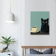 thumbnail image 2 of ZFLMY Black Cat Coffee Cup Canvas Wall Art Home Decor 12x16 16x20 16x20in, 2 of 5
