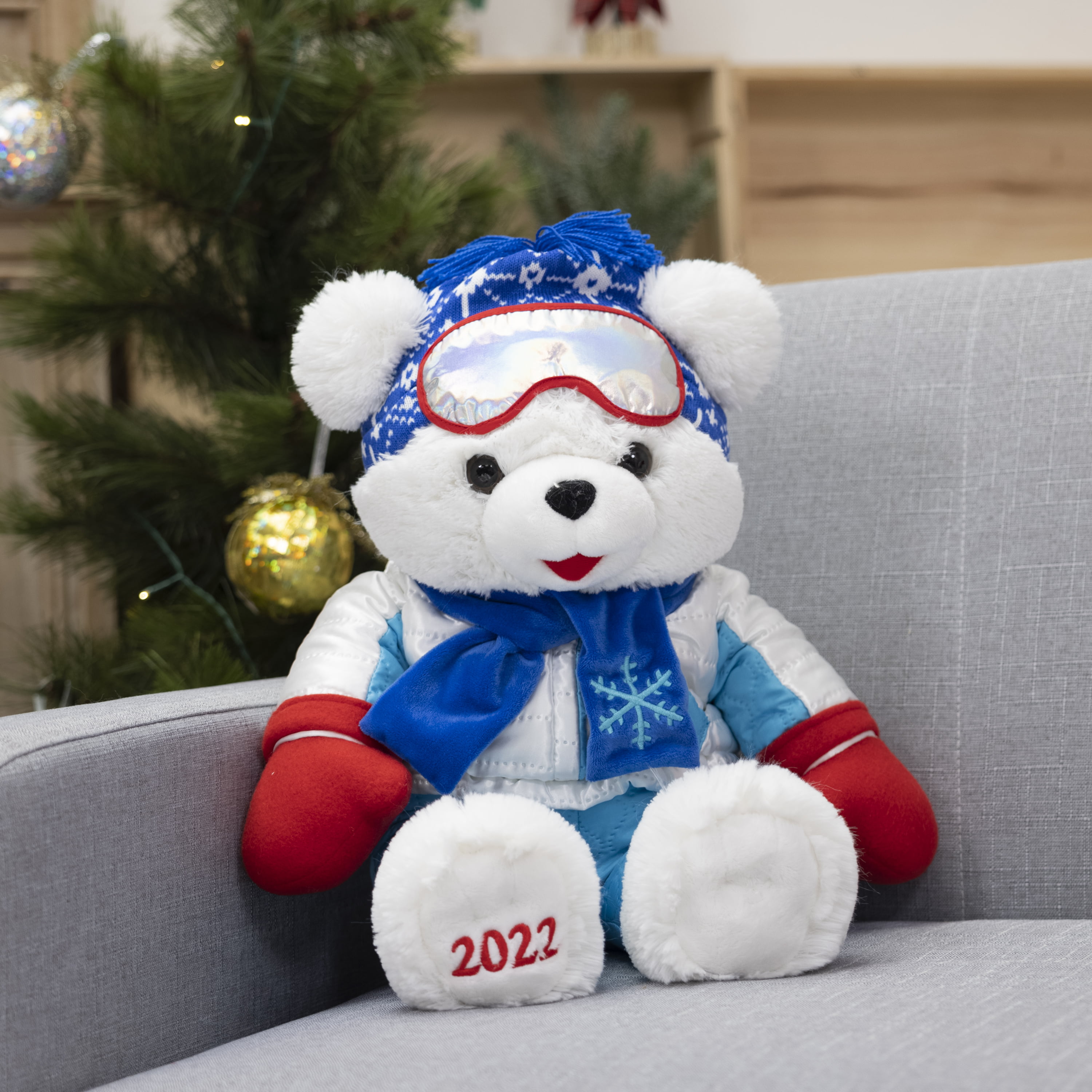 Holiday Time 15 inch Snowflake Teddy Bear 2022, Snowflake Green