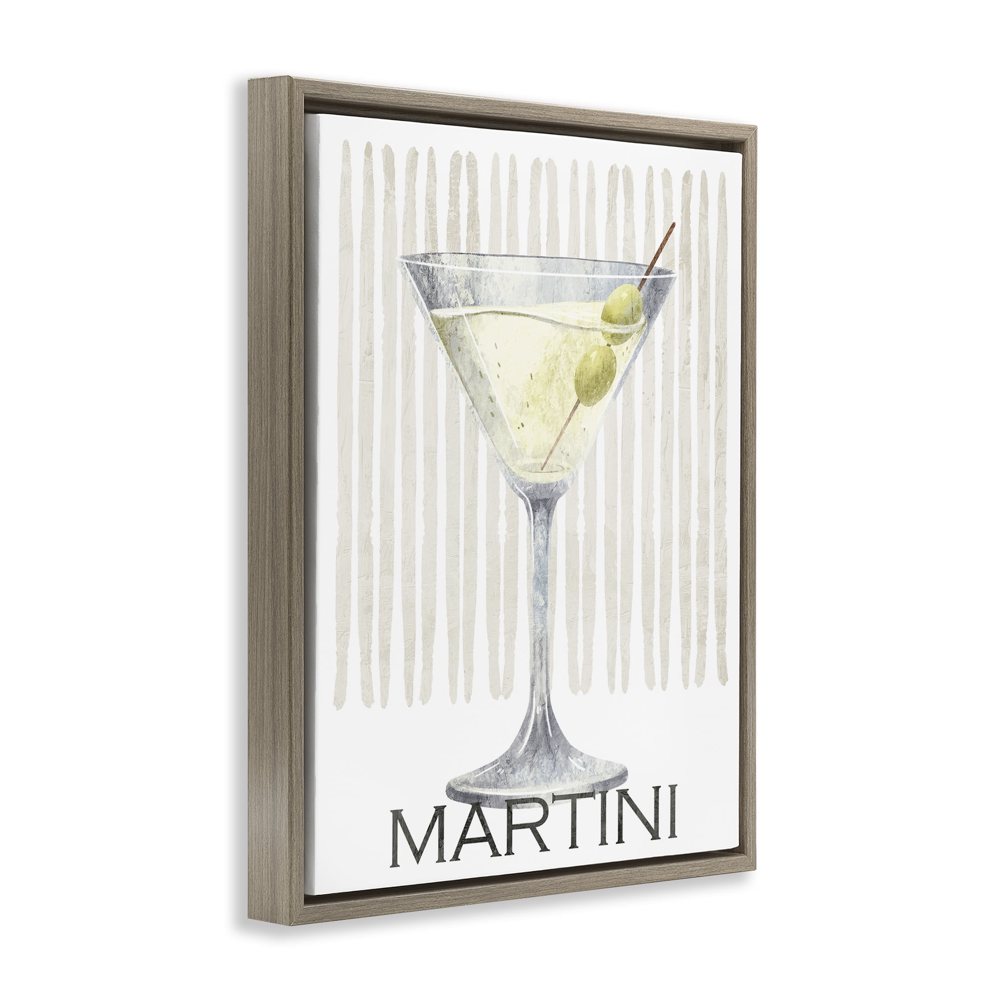 Stupell Industries Subtle Martini Drink Brown Framed Floater Canvas Wall Art, design by Kim Allen