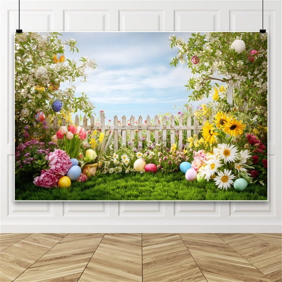 7x5ft Spring Easter Garden Photo Backdrop Eggs Grass Backdrop for Photography Colorful Photo Background for Adult Studio Props Backdrop