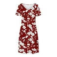 thumbnail image 4 of Nmnitkp Summer Dresses for Women 2026,The Latest Style Womens Dresses,Women's Fashion Summer Print Short-sleeved V-neck Casual Dress, 4 of 7