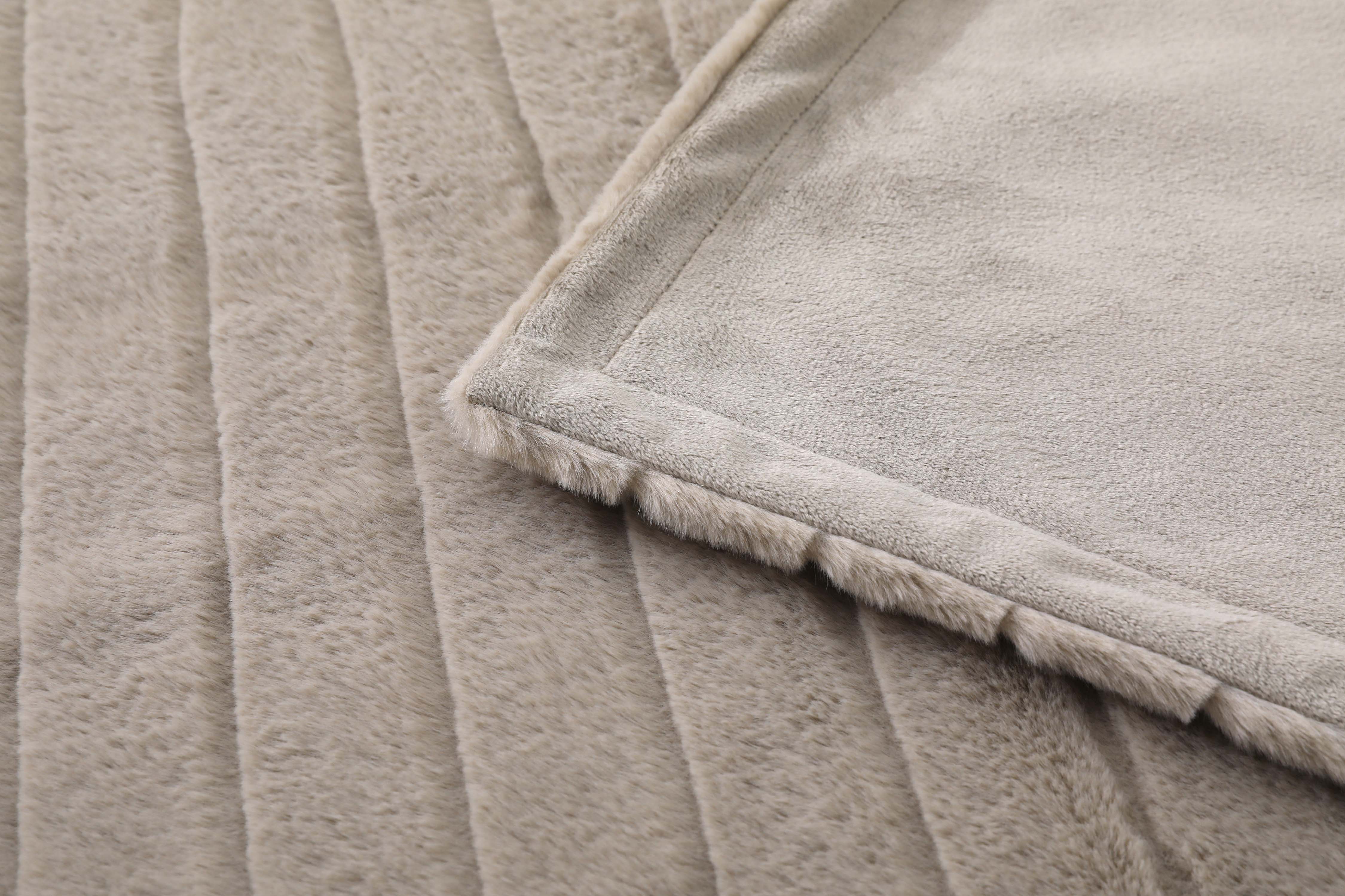 Mainstays Striped Faux Fur Throw Blanket, 50" x 60", Grey photo 3